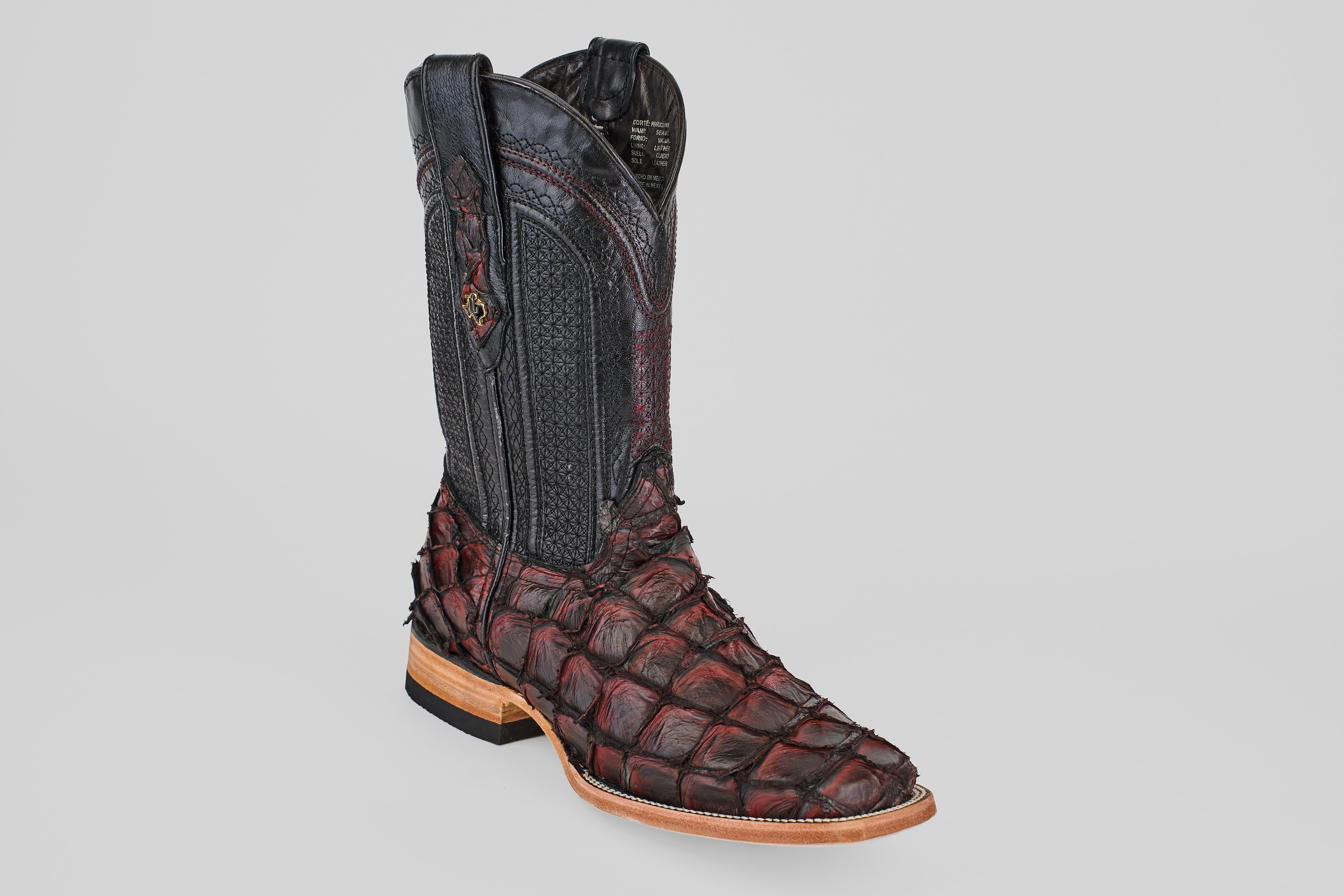 Connor Pirarucu Fish Boots - Red - Square Toe (PZ60)