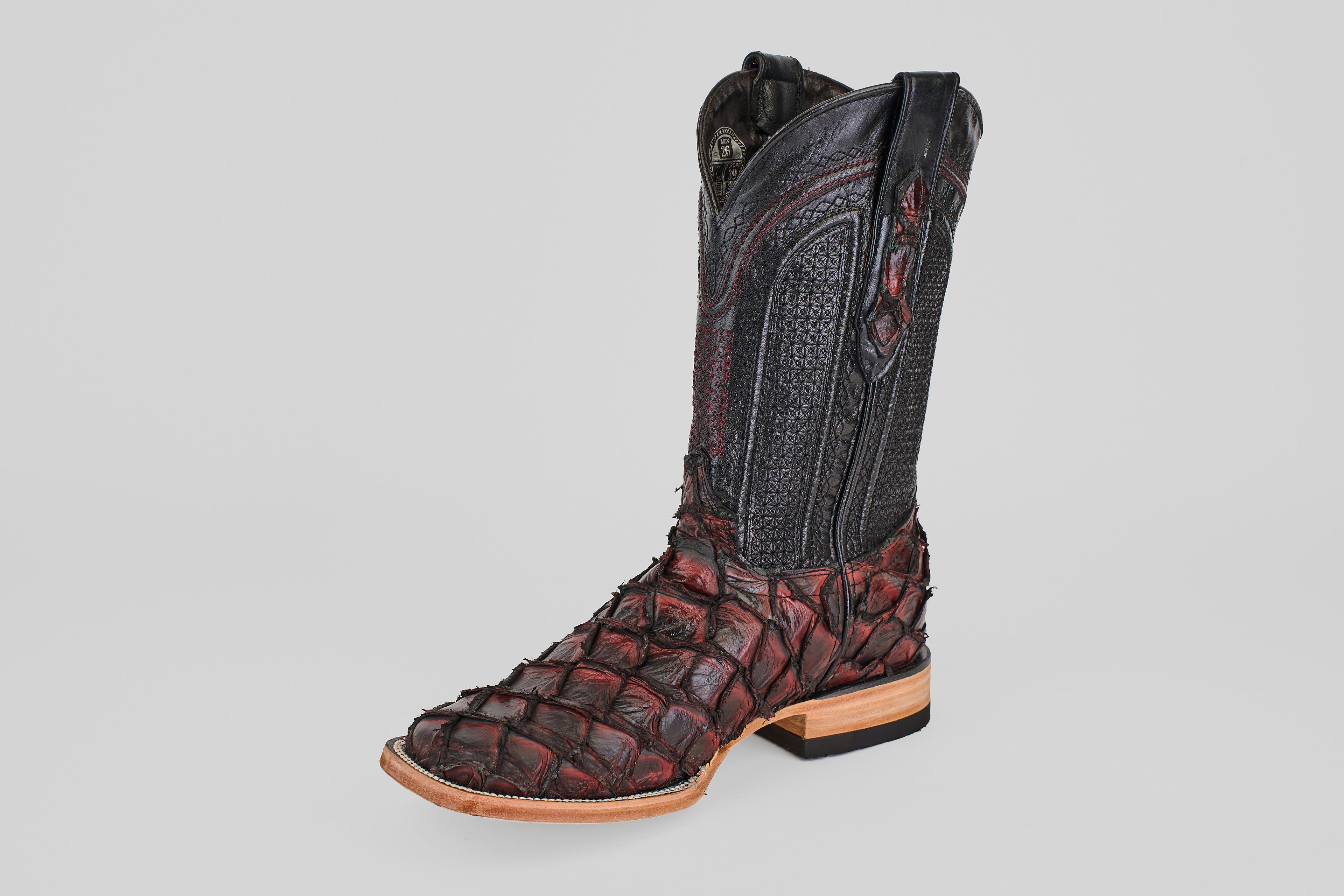 Connor Pirarucu Fish Boots - Red - Square Toe (PZ60)