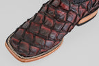Connor Pirarucu Fish Boots - Red - Square Toe (PZ60)