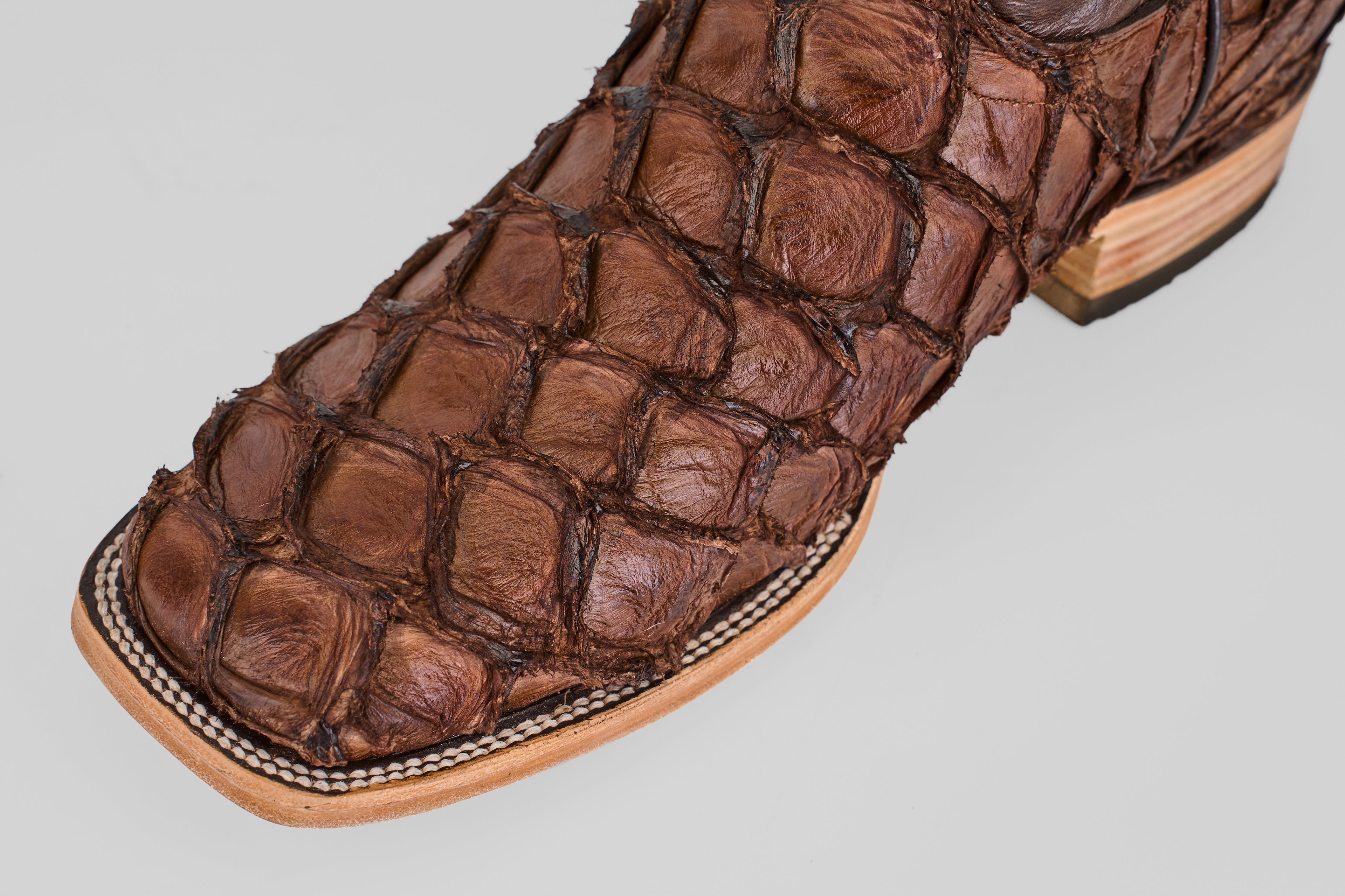 Connor Pirarucu Fish Boots- Brown - Square Toe (PZ60)