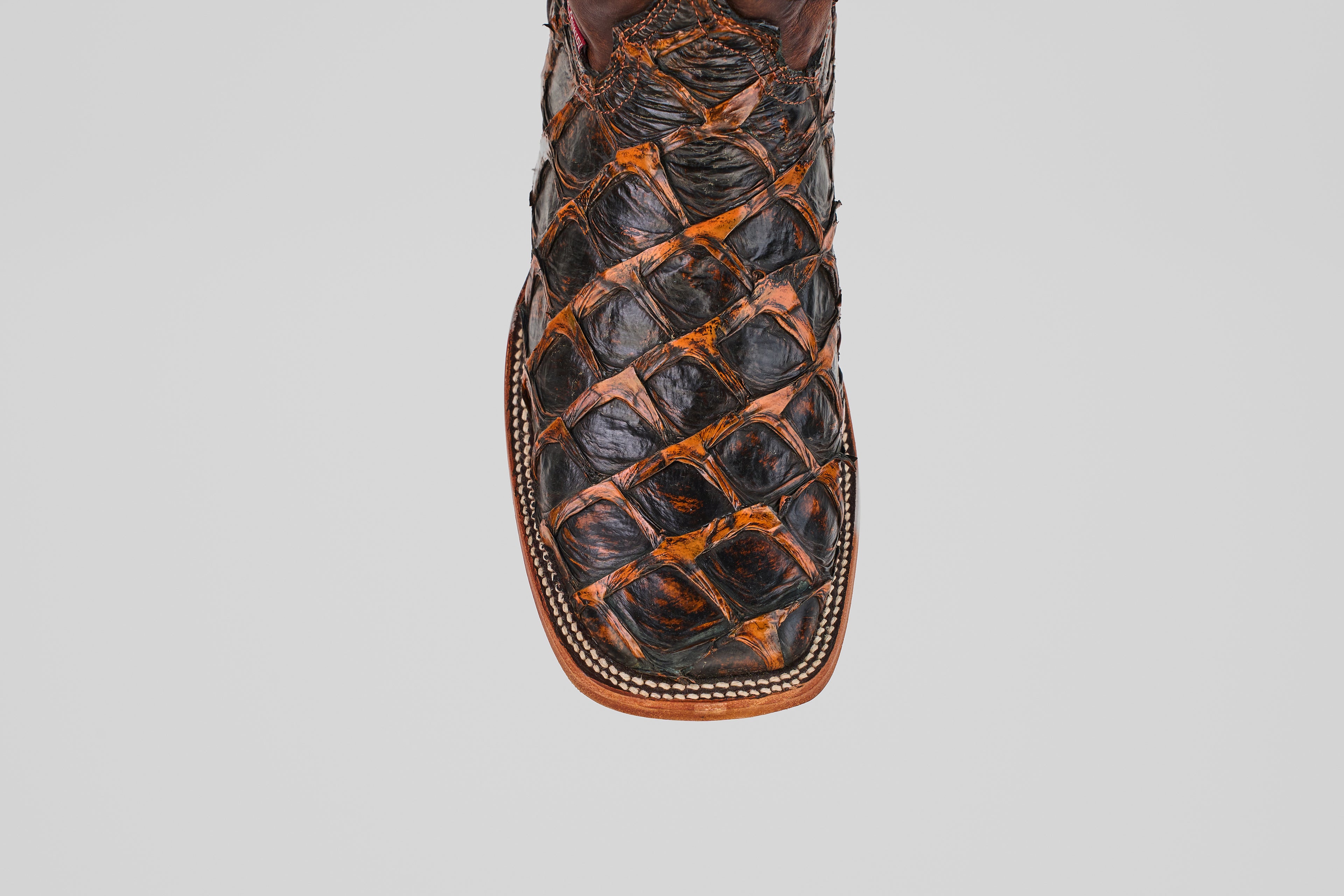 Connor Pirarucu Fish Boots - Rustic Cognac - Square Toe (PZ60)
