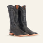 Python Black - Embossed Leather - Square Toe (E913)