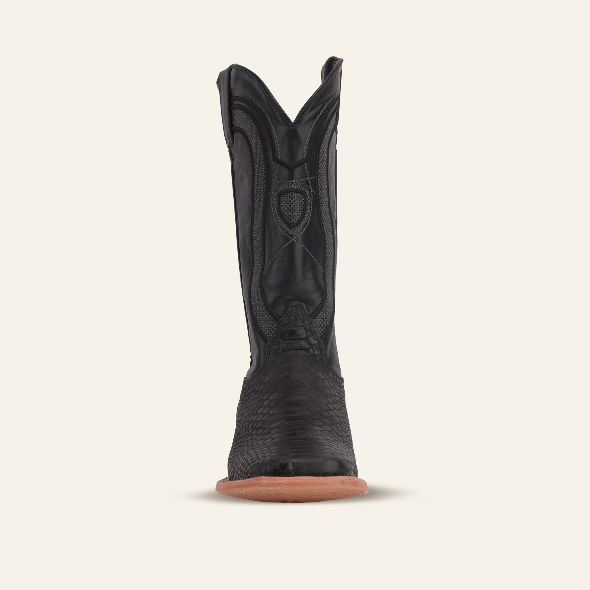Python Black - Embossed Leather - Square Toe (E913)