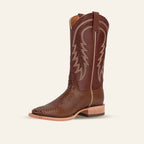 Snake Cowboy Boots - Brown Embossed Leather - Square Toe (E948)