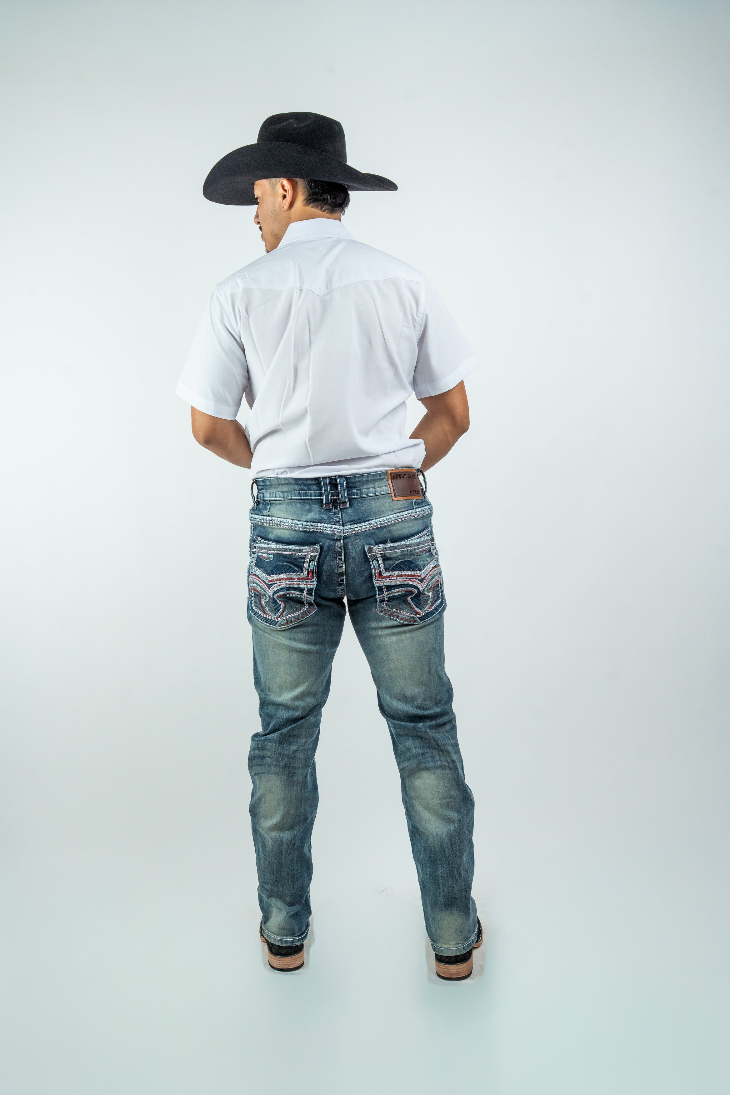 Men's Western Boot Cut Light Wash Denim Jeans (RS-016)