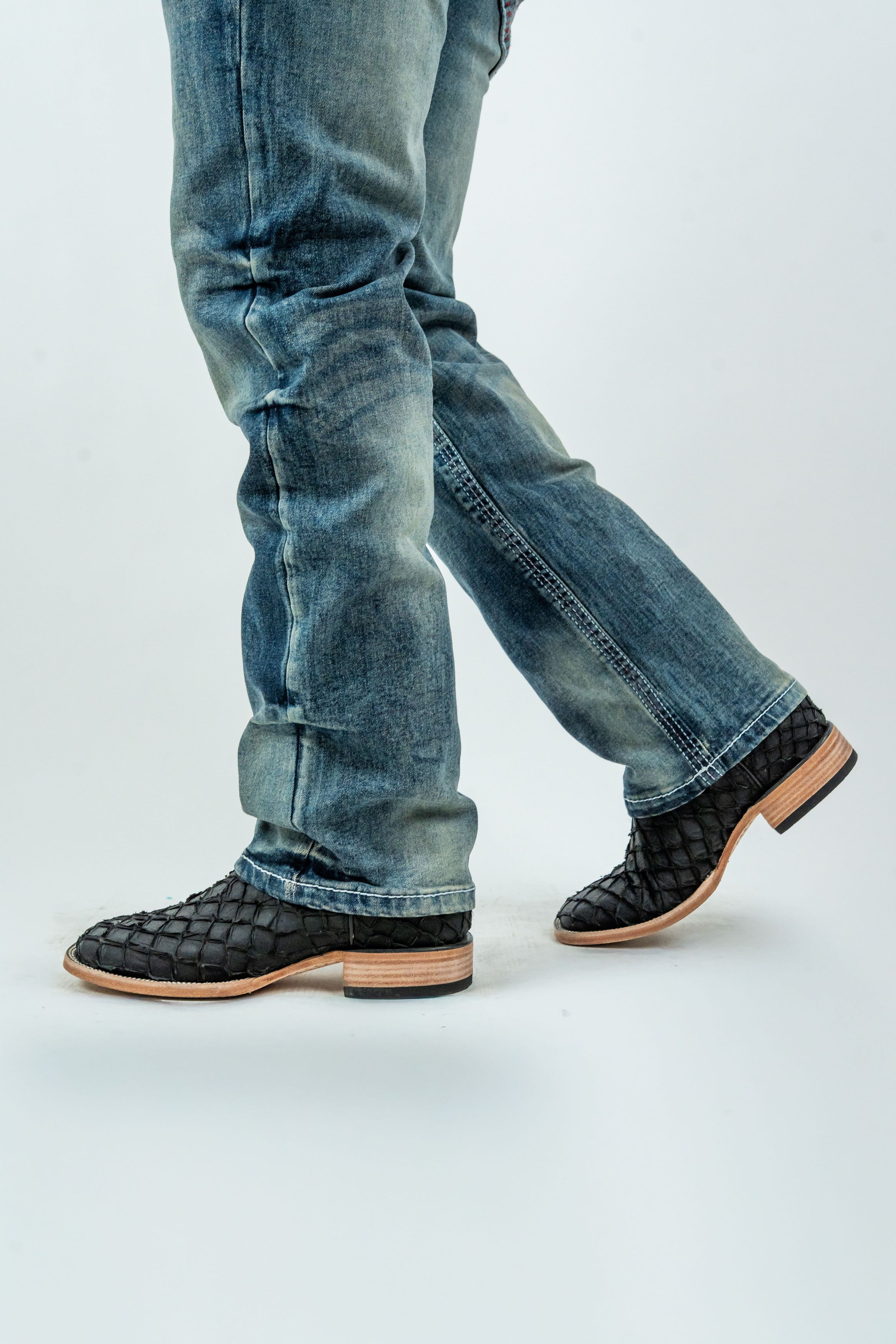 Men's Western Boot Cut Light Wash Denim Jeans (RS-016)