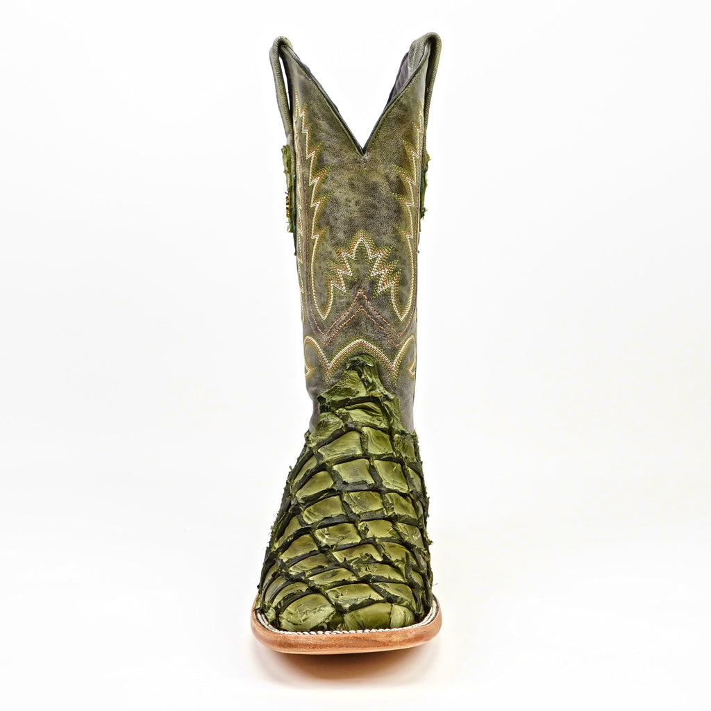 Connor Pirarucu Fish Boots - Agave Green - Square Toe (PZ60)